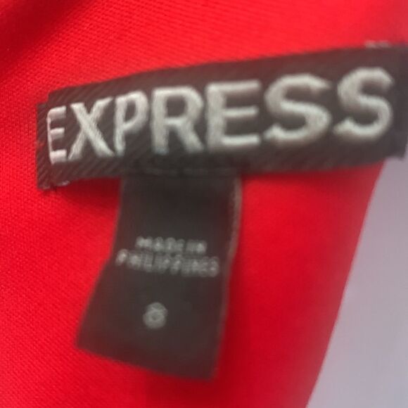 Express Size 8 Little Red Dress V Neck Side Cutouts Fit & Flare Zipper Back - Picture 8 of 11